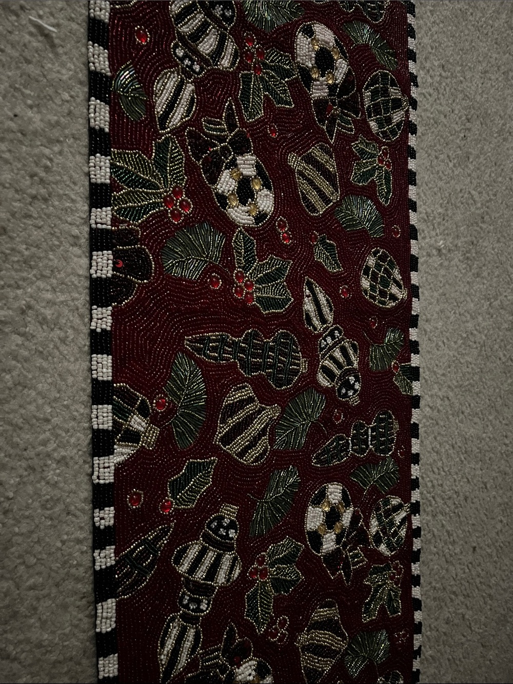 MacKenzie-Childs Deck the Halls red beaded runner!  Stunning. Like new.